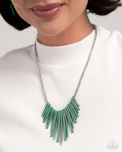 Paparazzi Fashionable Fringe & Colored Cameo Set - Green