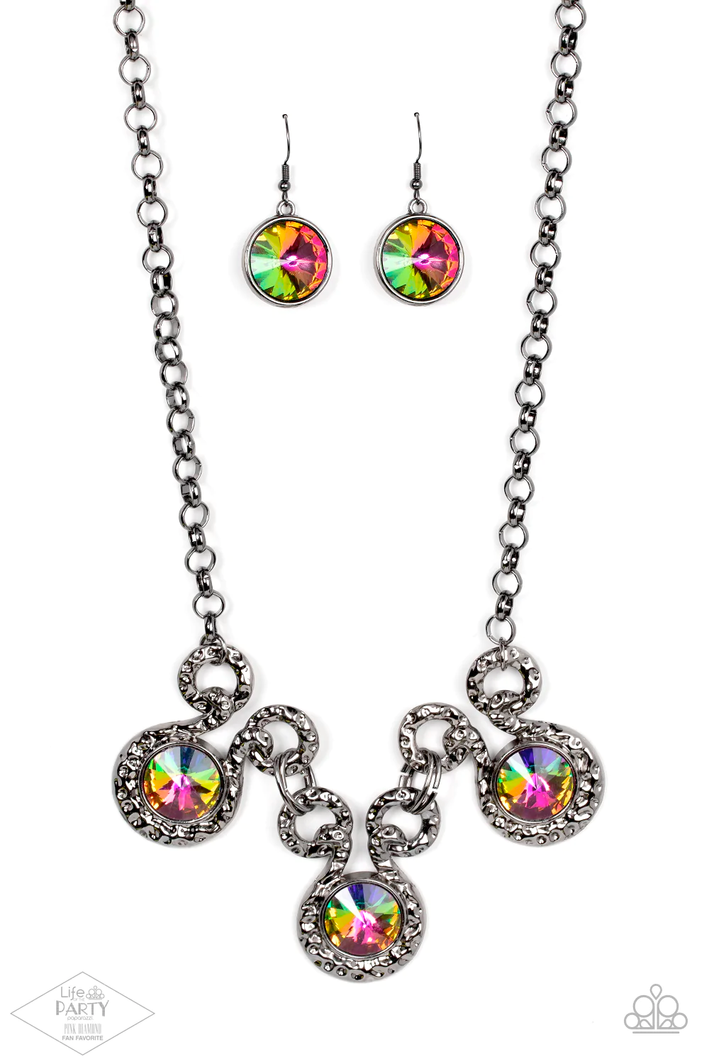 Paparazzi Hypnotized - Multi Oil Spill Pink Diamond Life of the Party Exclusive